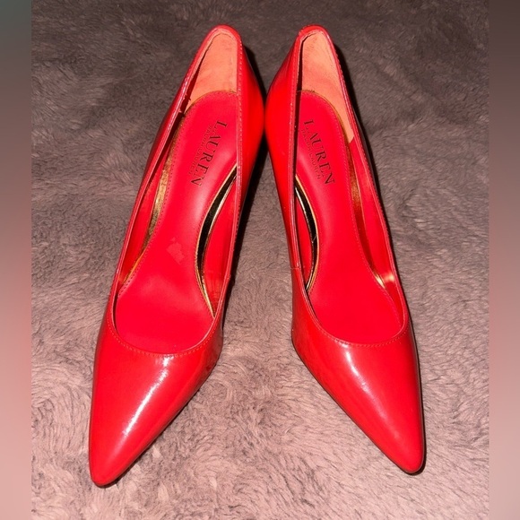 Lauren Ralph Lauren Bright red pointed toe stiletto heels 8.5 like new - Picture 4 of 16